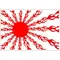 Japan Rising Sun Flames Decal / Sticker WITH BACKGROUND