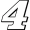 4 Race Number Decal / Sticker OUTLINE