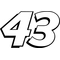 Outlined 43 Race Number Decal / Sticker b