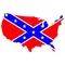 Confederate Flag USA Map Decal / Sticker 06