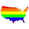 Rainbow LGBT Flag USA Map Decal / Sticker 08