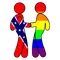 z Confederate Flag and LGBT Flag Shaking Hands Decal / Sticker 02
