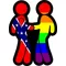 z Confederate Flag and LGBT Flag Shaking Hands Decal / Sticker 03