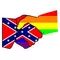 z Confederate Flag and LGBT Flag Shaking Hands Decal / Sticker 07