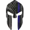 Thin Blue Line American Flag Spartan Helmet Decal / Sticker 07