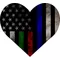 Thin Blue/Red/Green Line American Flag Heart Decal / Sticker 18