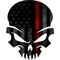 Thin Red Line American Flag Skull Decal / Sticker 48