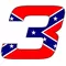 Confederate Flag 3 Race Number Hemihead Font Decal / Sticker 2