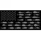 American Flag Fish Decal / Sticker 109 Black and Gray