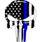 Thin Blue Line American Flag Punisher Decal / Sticker 150 Simulated Glass