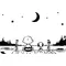 Charlie Brown and Snoopy on a Dock at Night Decal / Sticker 03