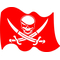 Red Jolly Roger Flag Decal / Sticker 02