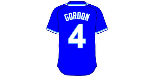 4 ALEX GORDON GRAY BASEBALL JERSEY KANSAS CITY ROYALS DECAL / STICKER