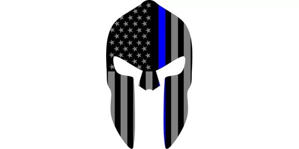 Thin Blue Line Spartan Helmet Decal - American Strong