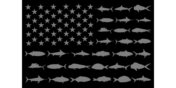 AMERICAN FLAG FISHING DECAL / STICKER 110