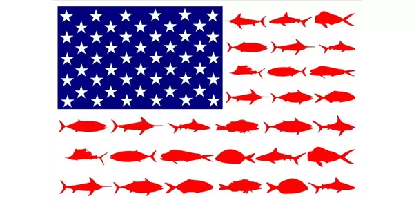AMERICAN FLAG FISHING DECAL / STICKER 111