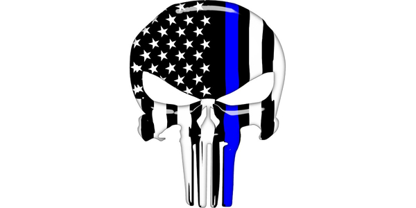 THIN BLUE LINE AMERICAN FLAG PUNISHER DECAL / STICKER 150