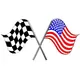 Checkered and USA flags Decal / Sticker