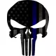 Thin Blue Line American Flag Punisher Decal / Sticker 66