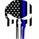 Thin Blue Line American Flag Punisher Decal / Sticker 67