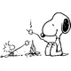 Snoopy and Woodstock Around Campfire Decal / Sticker 01