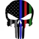 Thin Blue/Red/Green Line American Flag Punisher Decal / Sticker 127