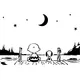 Charlie Brown and Snoopy on a Dock at Night Decal / Sticker 03