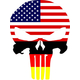 American German Flag Punisher Decal / Sticker 177